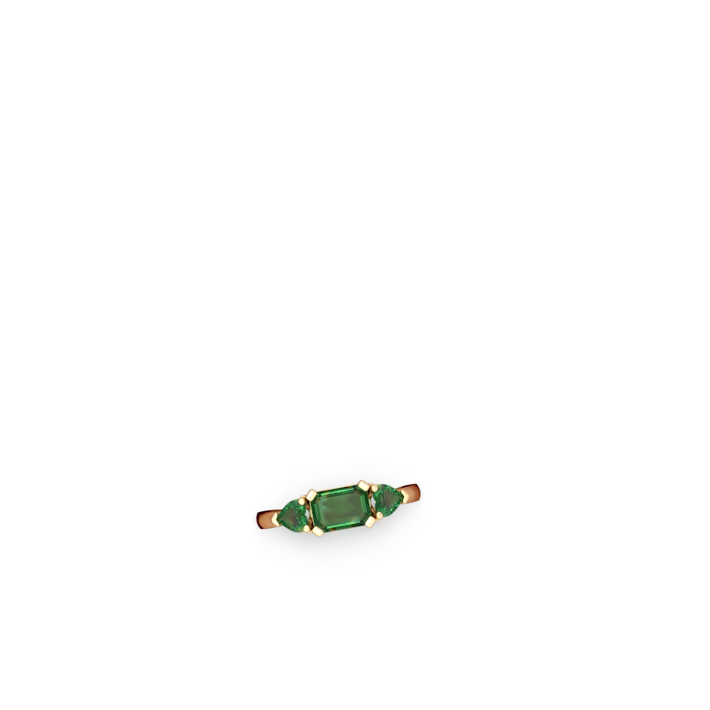 Lab Emerald Three Stone 14K Yellow Gold ring R5235