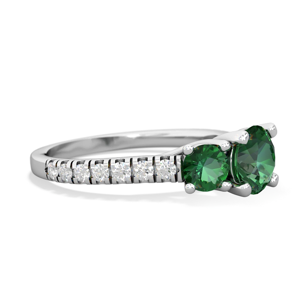 Lab Emerald Pave Trellis 14K White Gold ring R5500