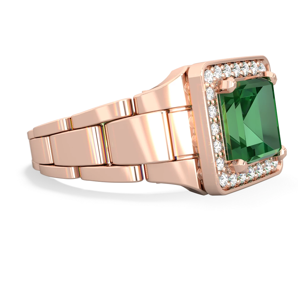 Lab Emerald Men's Watch 14K Rose Gold ring R0510