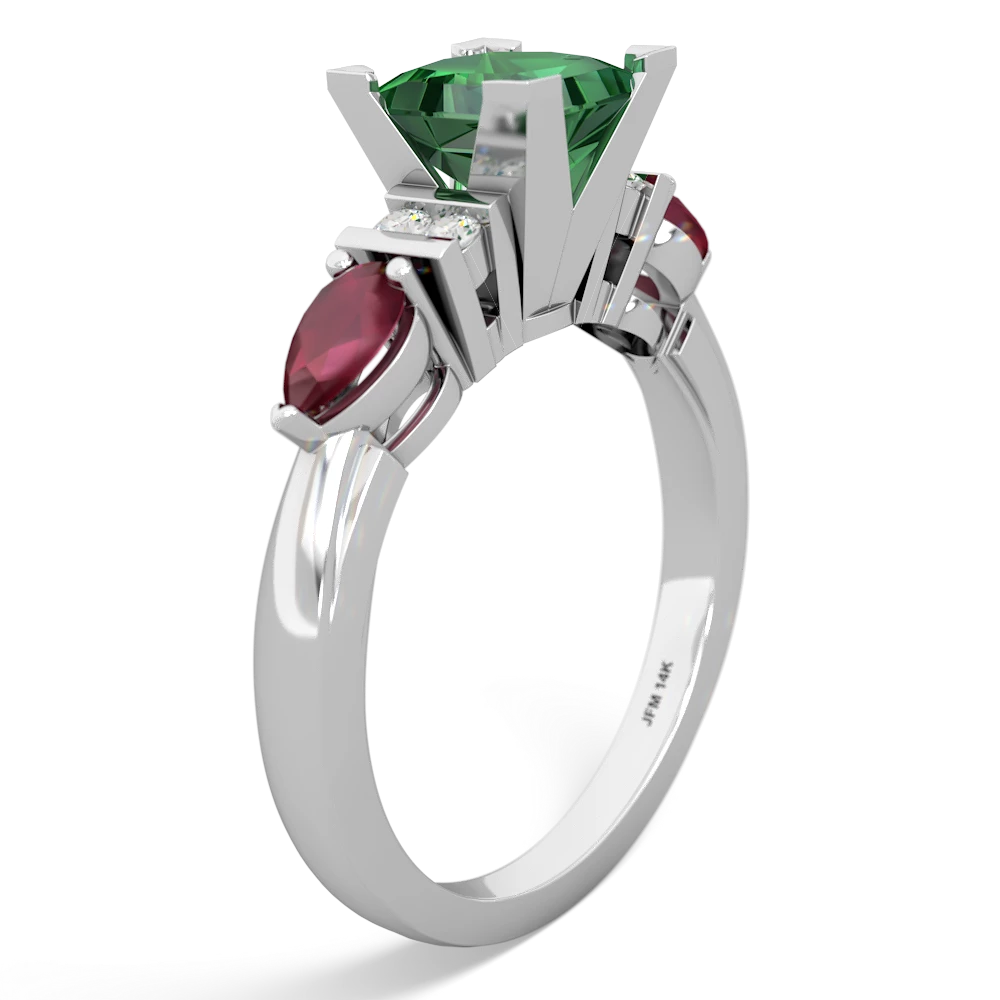 Lab Emerald 6Mm Princess Eternal Embrace Engagement 14K White Gold ring C2002