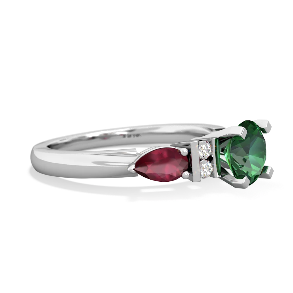 Lab Emerald 6Mm Round Eternal Embrace Engagement 14K White Gold ring R2005