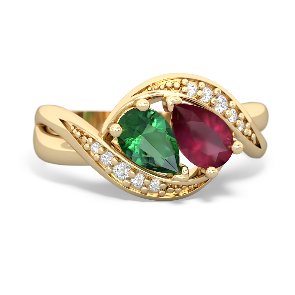 Lab Emerald Summer Winds 14K Yellow Gold ring R5342