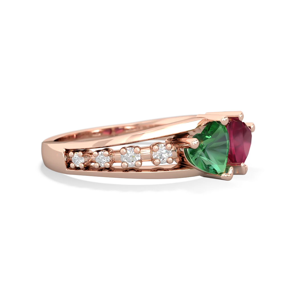 Lab Emerald Heart To Heart 14K Rose Gold ring R3342