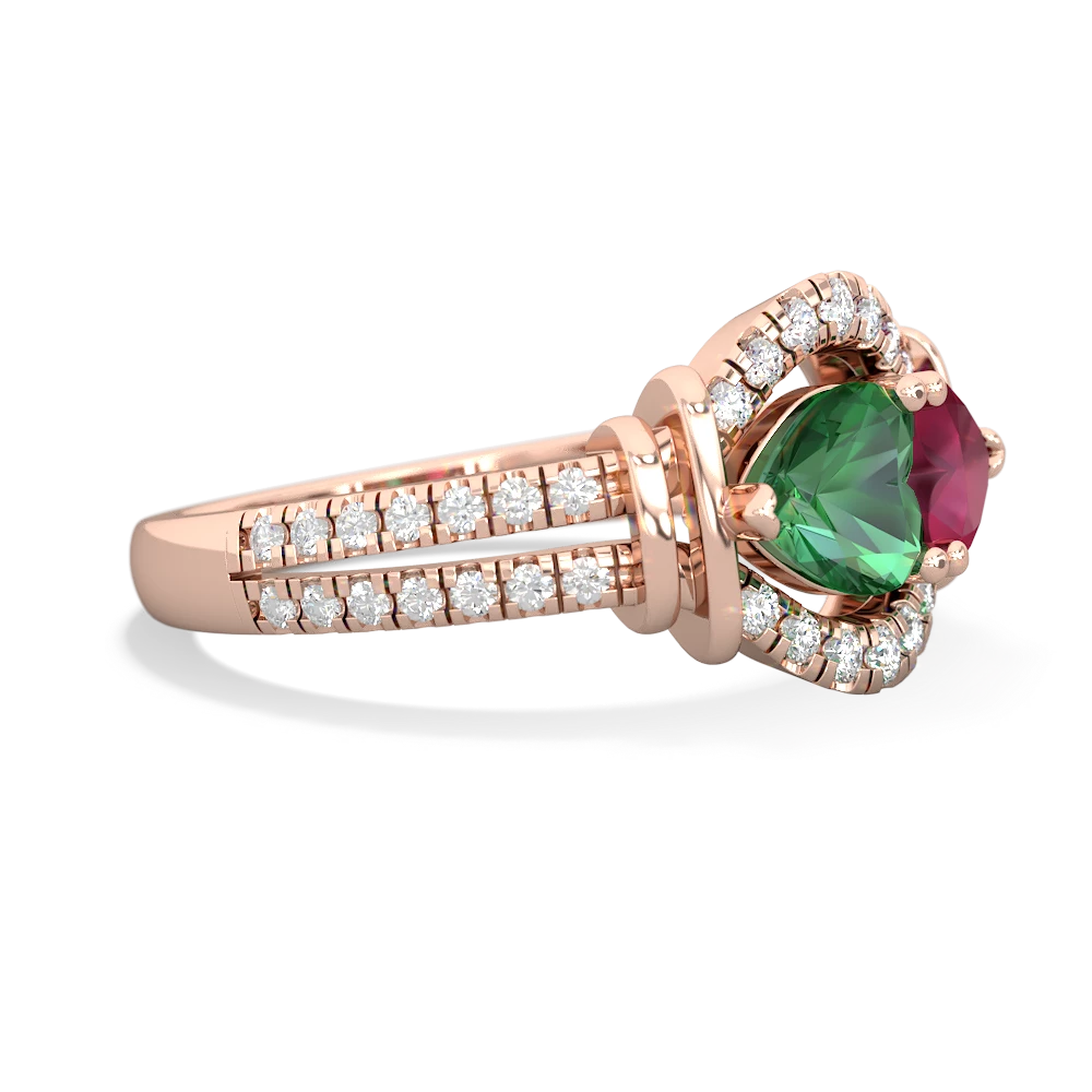 Lab Emerald Art-Deco Keepsake 14K Rose Gold ring R5630