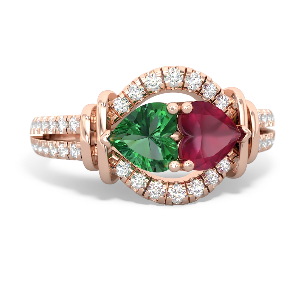 Lab Emerald Art-Deco Keepsake 14K Rose Gold ring R5630