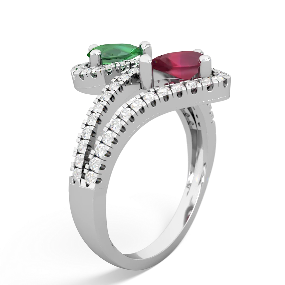 Lab Emerald Diamond Dazzler 14K White Gold ring R3000