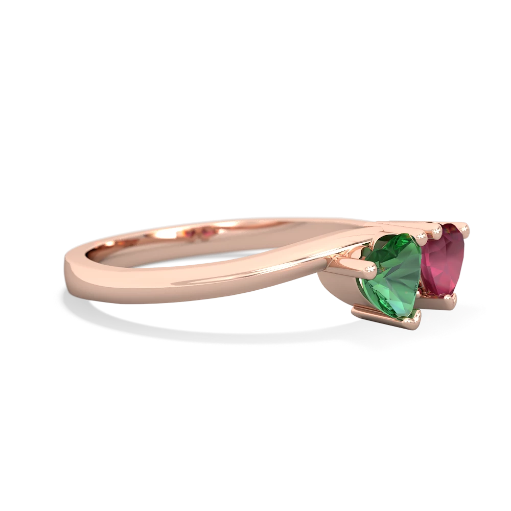 Lab Emerald Sweethearts 14K Rose Gold ring R5260