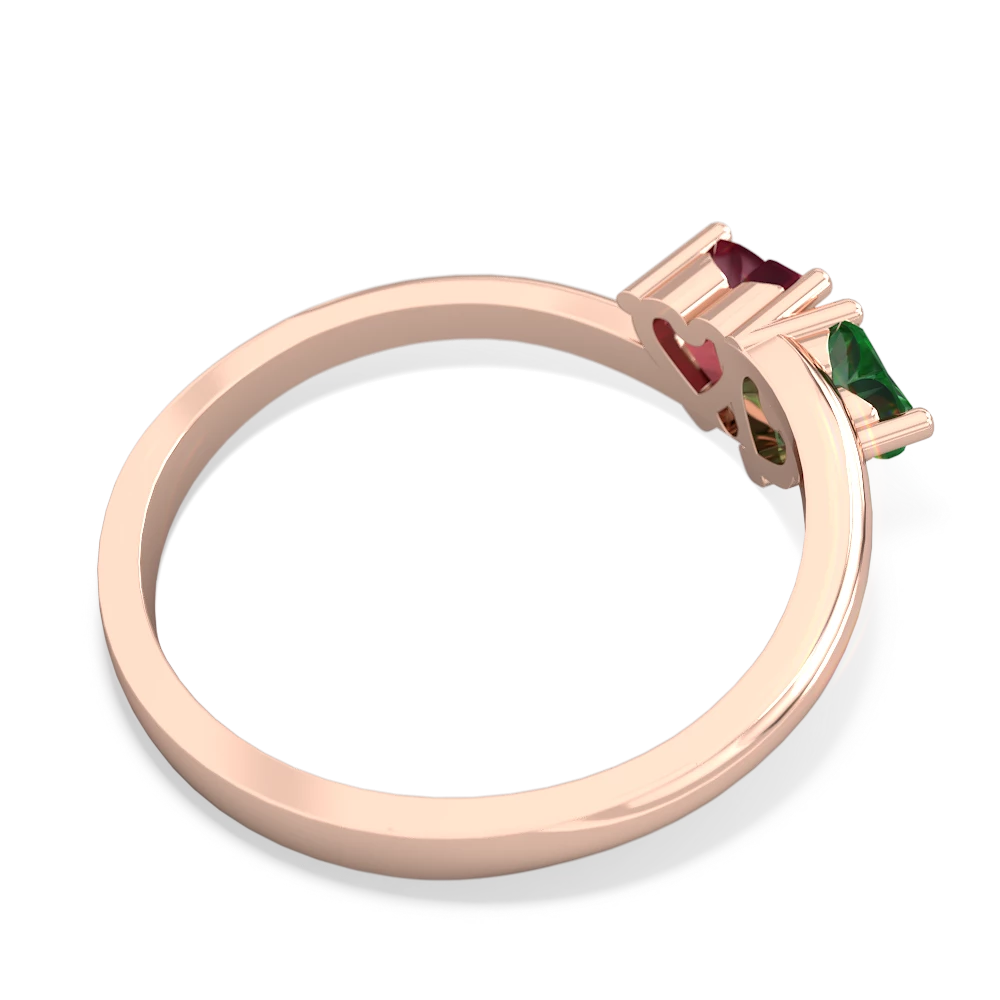 Lab Emerald Sweethearts 14K Rose Gold ring R5260