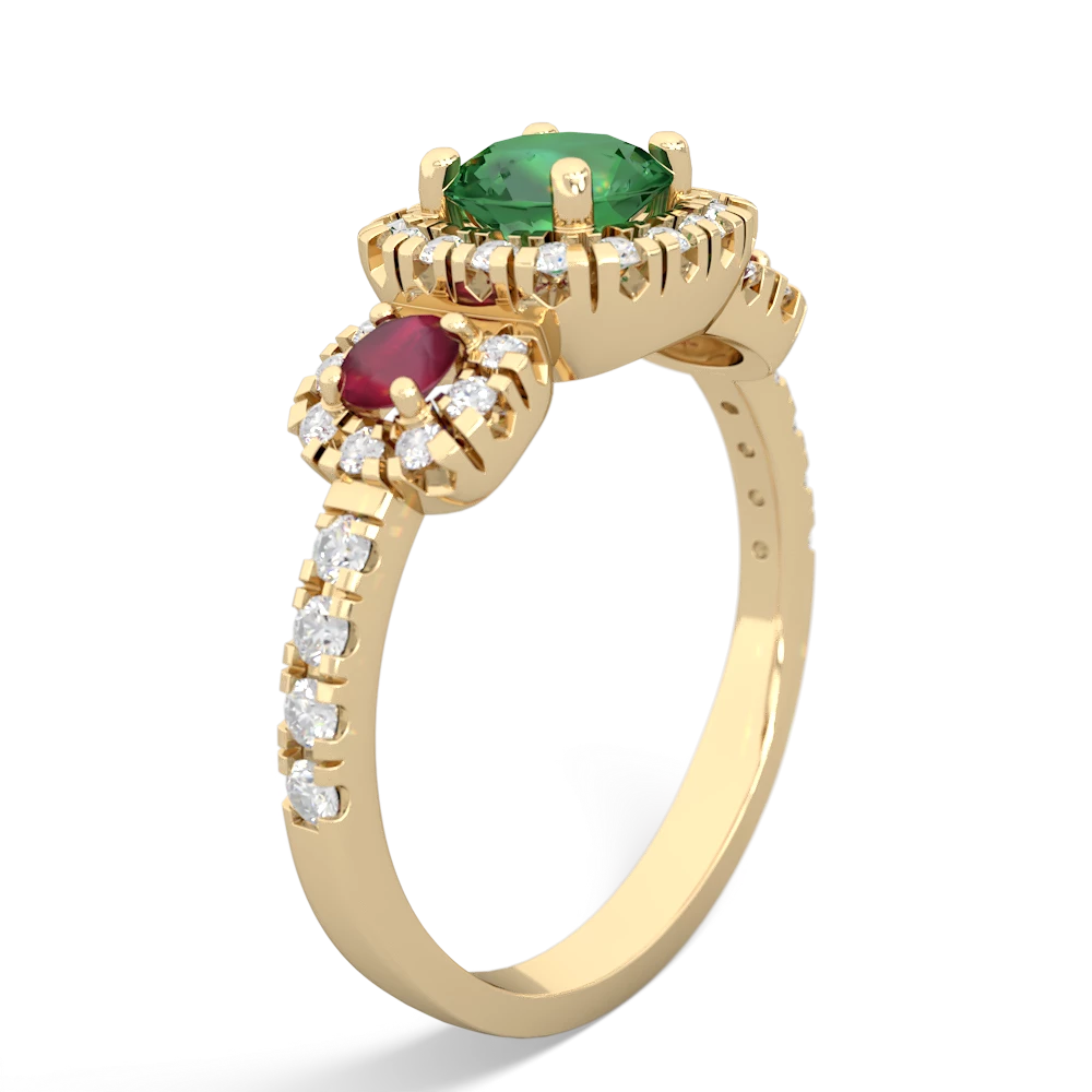 Lab Emerald Regal Halo 14K Yellow Gold ring R5350