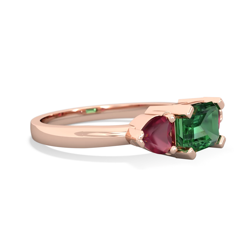 Lab Emerald Three Stone 14K Rose Gold ring R5235