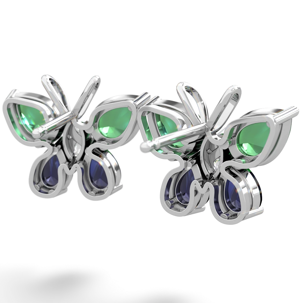 Lab Emerald Butterfly 14K White Gold earrings E2215