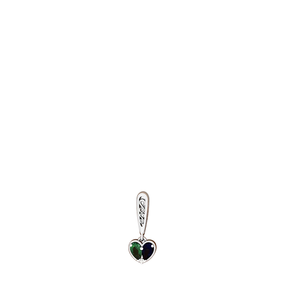 Lab Emerald Filligree Heart 14K White Gold earrings E5070