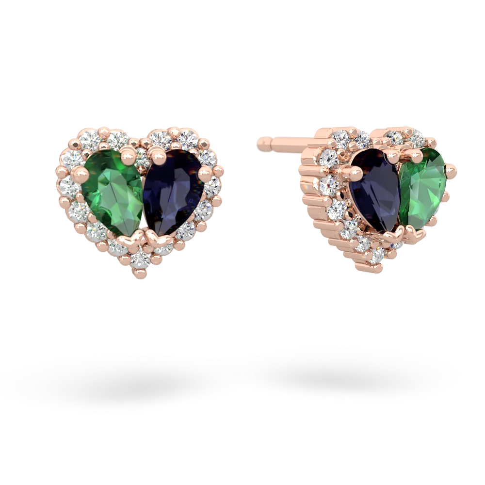 Lab Emerald Halo 14K Rose Gold earrings E7008