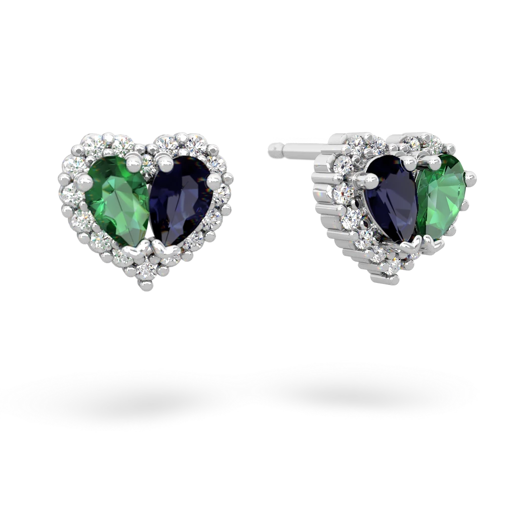 Lab Emerald Halo 14K White Gold earrings E7008