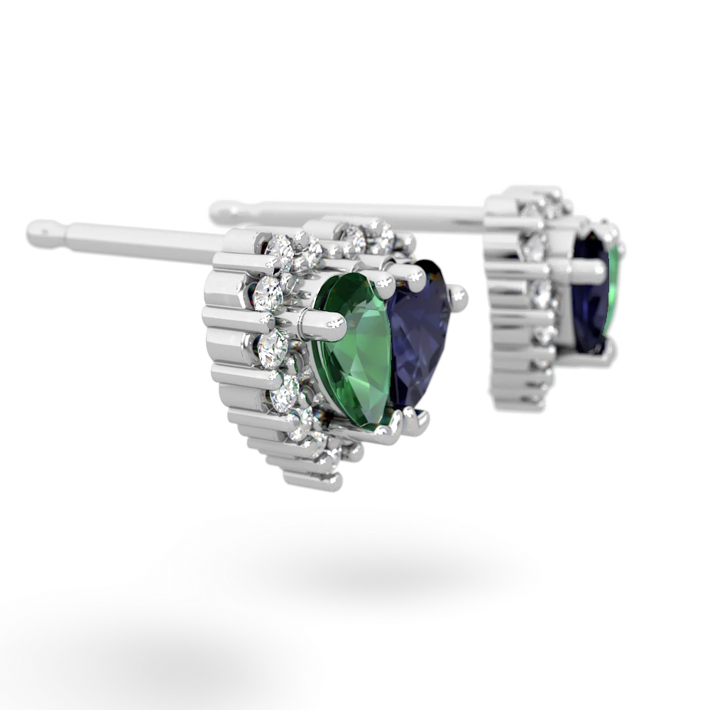 Lab Emerald Halo 14K White Gold earrings E7008