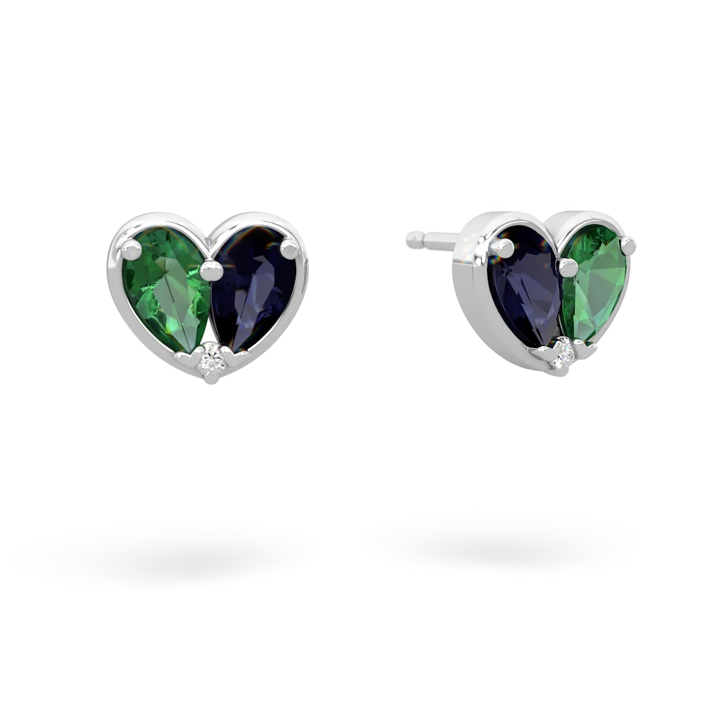 Lab Emerald 'Our Heart' 14K White Gold earrings E5072