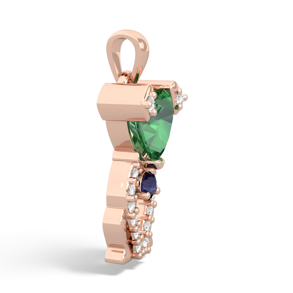 Lab Emerald Puppy Love 14K Rose Gold pendant P5800