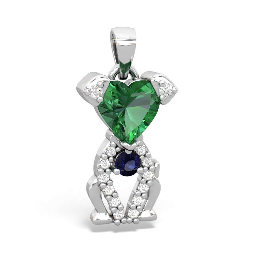 Lab Emerald Puppy Love 14K White Gold pendant P5800