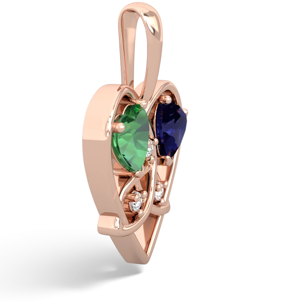 Lab Emerald Celtic Trinity Heart 14K Rose Gold pendant P5331