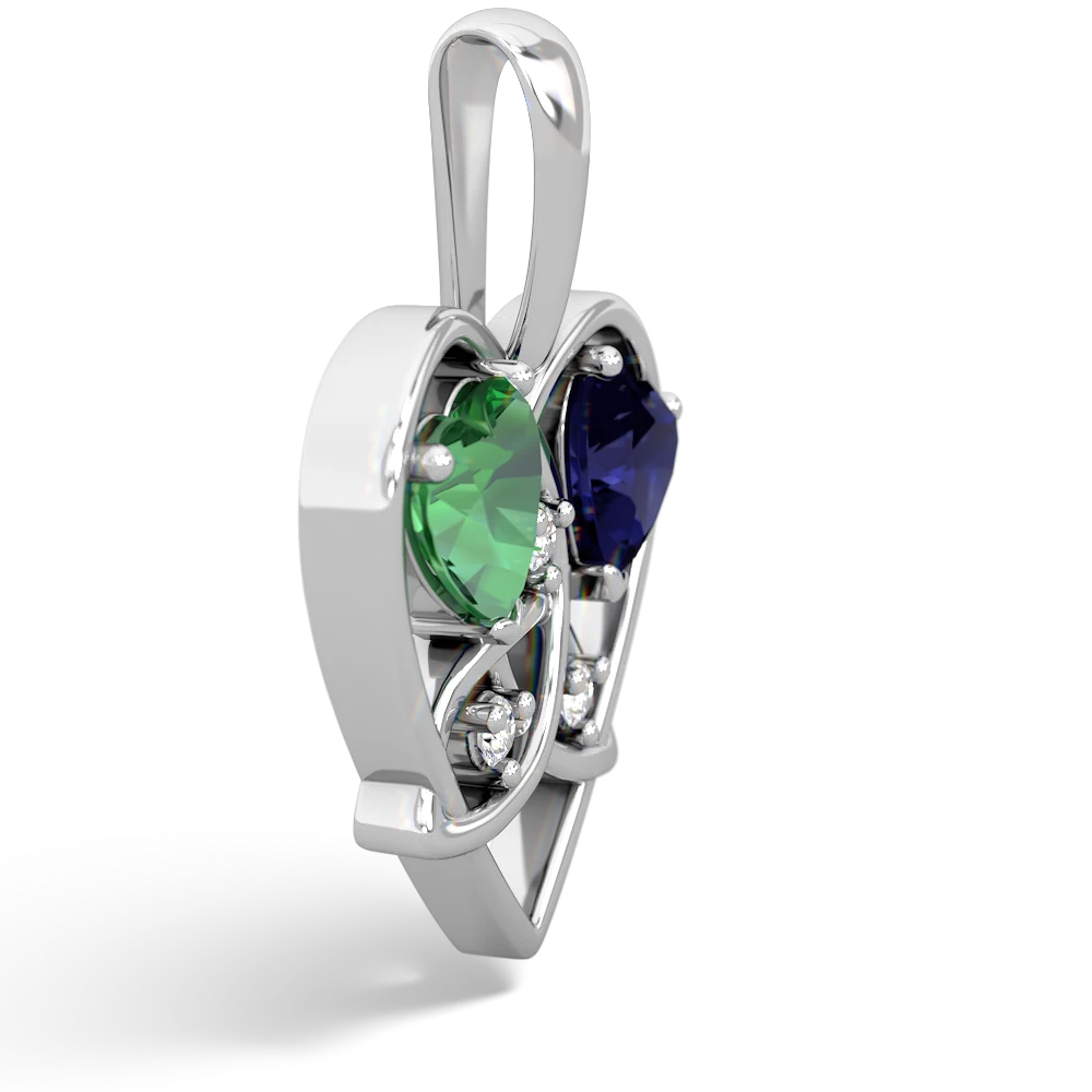 Lab Emerald Celtic Trinity Heart 14K White Gold pendant P5331