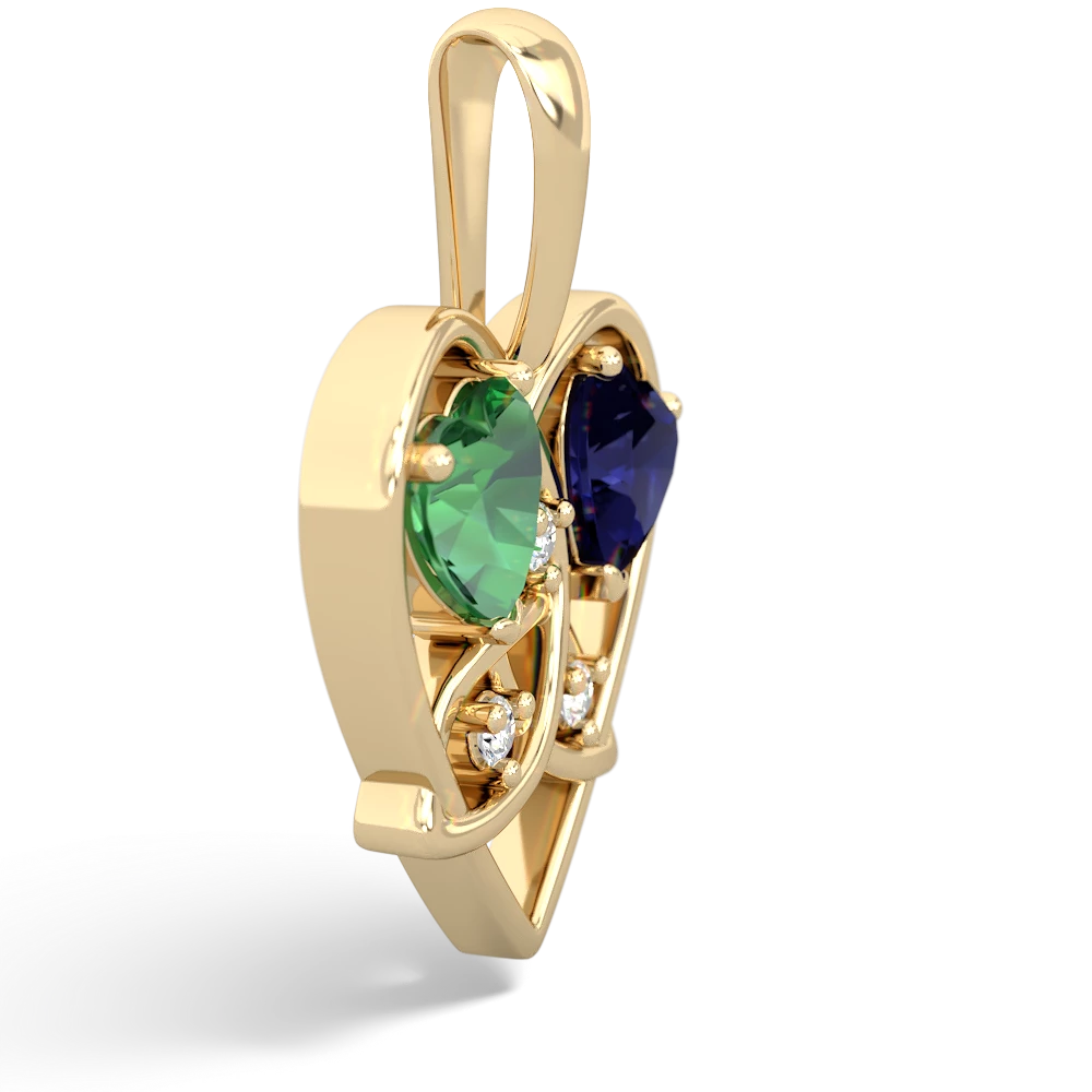 Lab Emerald Celtic Trinity Heart 14K Yellow Gold pendant P5331