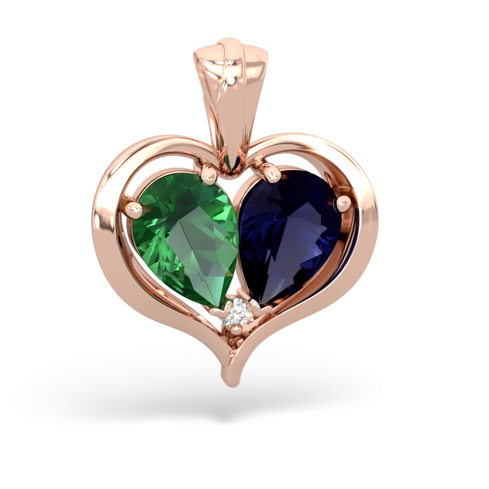 Lab Emerald Two Become One 14K Rose Gold pendant P5330