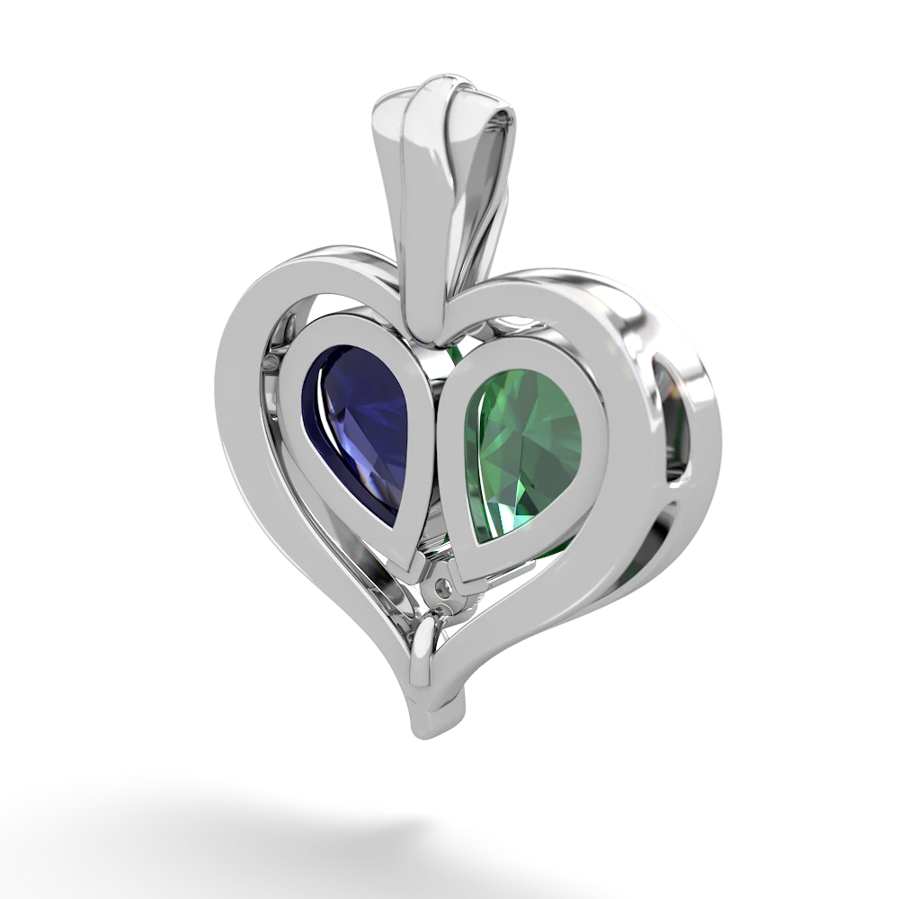 Lab Emerald Two Become One 14K White Gold pendant P5330