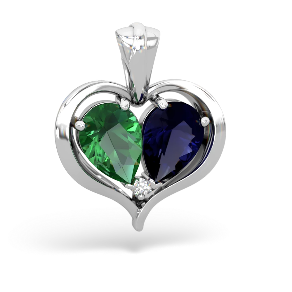 Lab Emerald Two Become One 14K White Gold pendant P5330