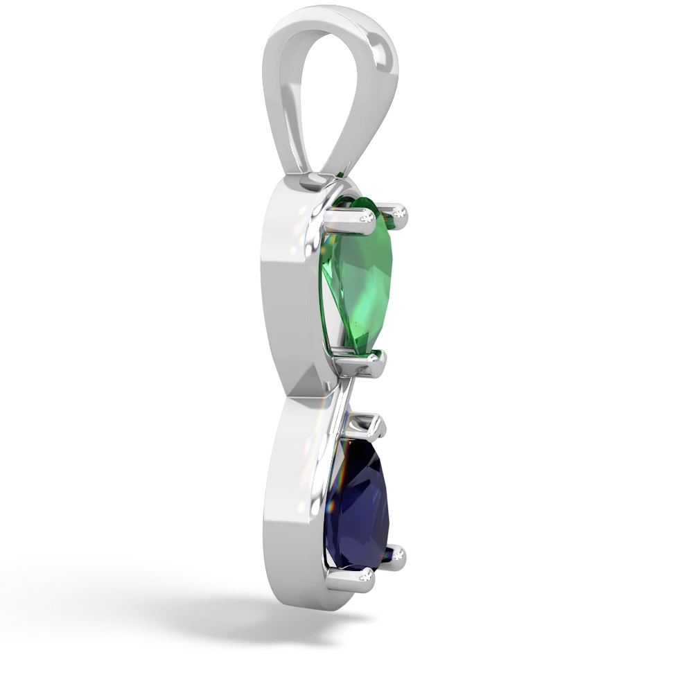 Lab Emerald Infinity 14K White Gold pendant P5050