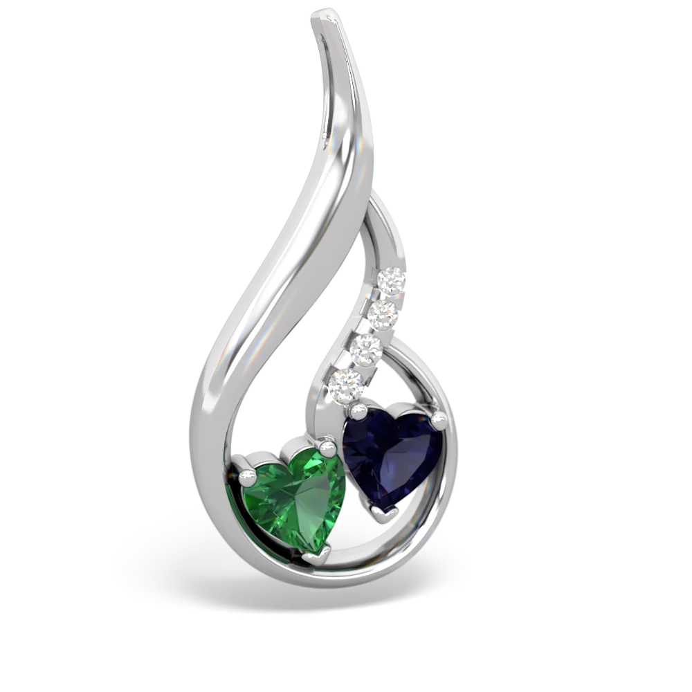 Lab Emerald Keepsake Curves 14K White Gold pendant P5450