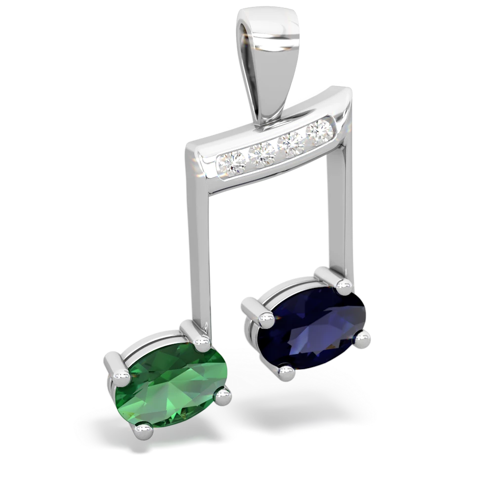 Lab Emerald Color Of Music 14K White Gold pendant P3334