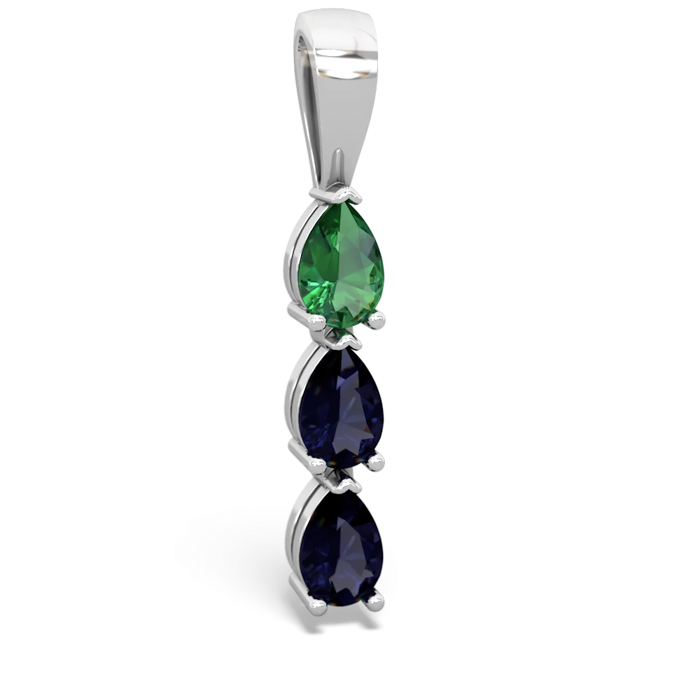 Lab Emerald Dew Drops 14K White Gold pendant P2251