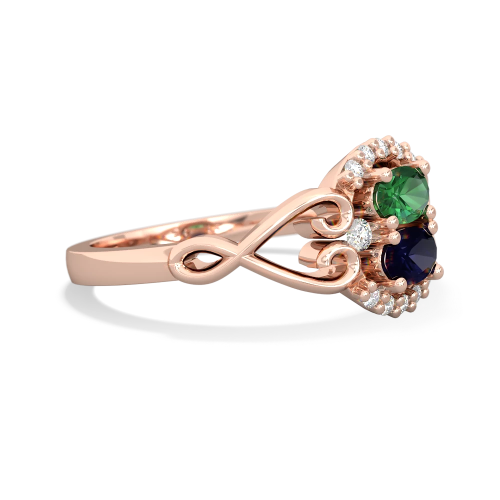 Lab Emerald Love Nest 14K Rose Gold ring R5860