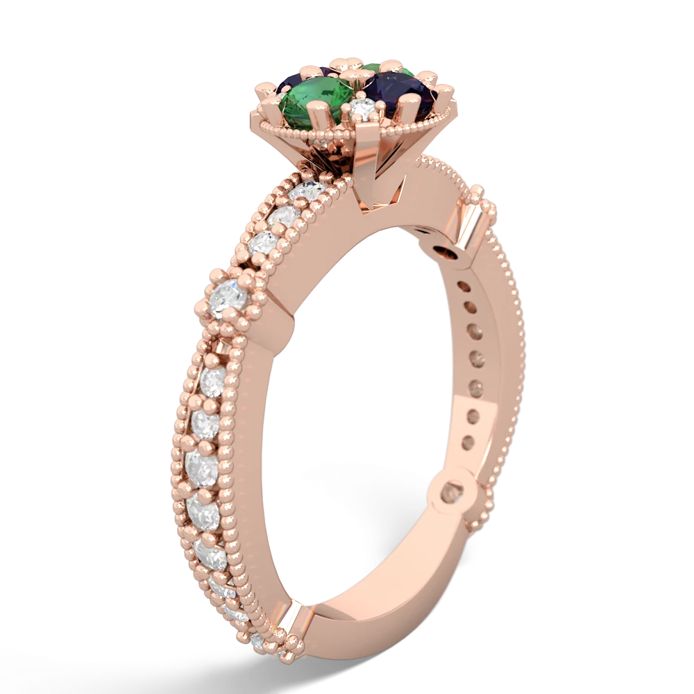 Lab Emerald Sparkling Tiara Cluster 14K Rose Gold ring R26293RD