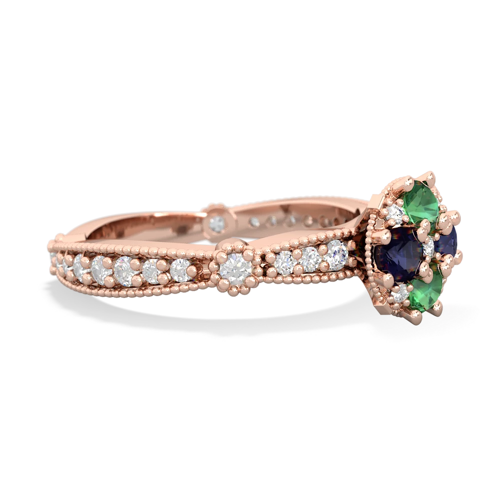 Lab Emerald Sparkling Tiara Cluster 14K Rose Gold ring R26293RD