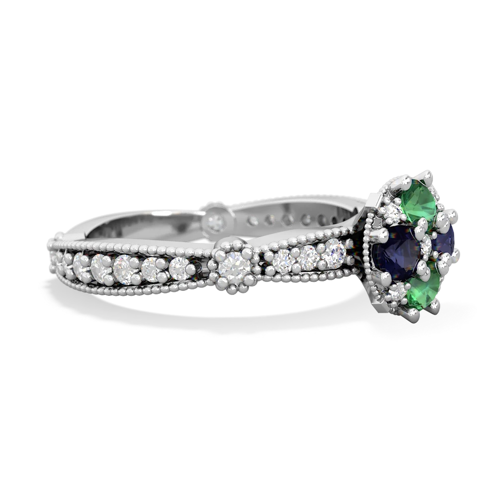 Lab Emerald Sparkling Tiara Cluster 14K White Gold ring R26293RD