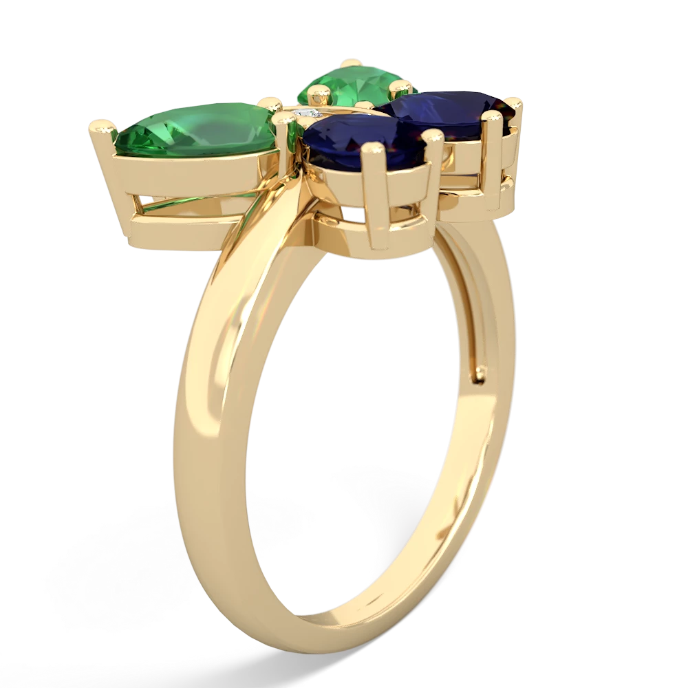 Lab Emerald Butterfly 14K Yellow Gold ring R2215