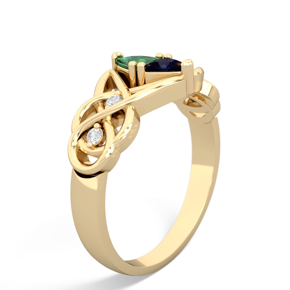 Lab Emerald Keepsake Celtic Knot 14K Yellow Gold ring R5300