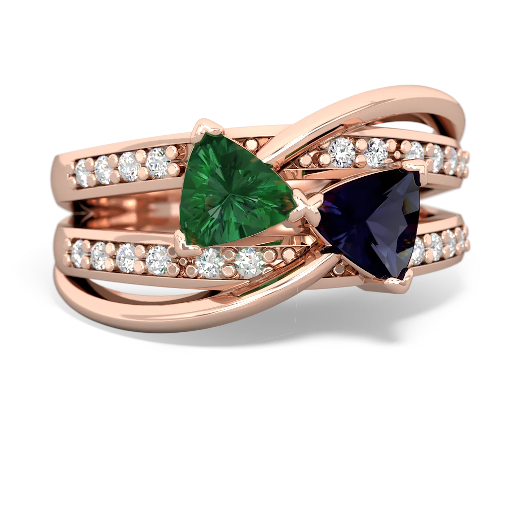 Lab Emerald Bowtie 14K Rose Gold ring R2360