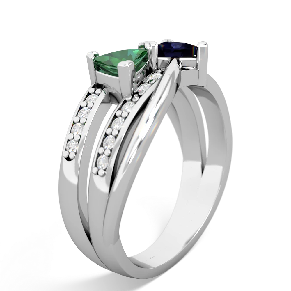 Lab Emerald Bowtie 14K White Gold ring R2360