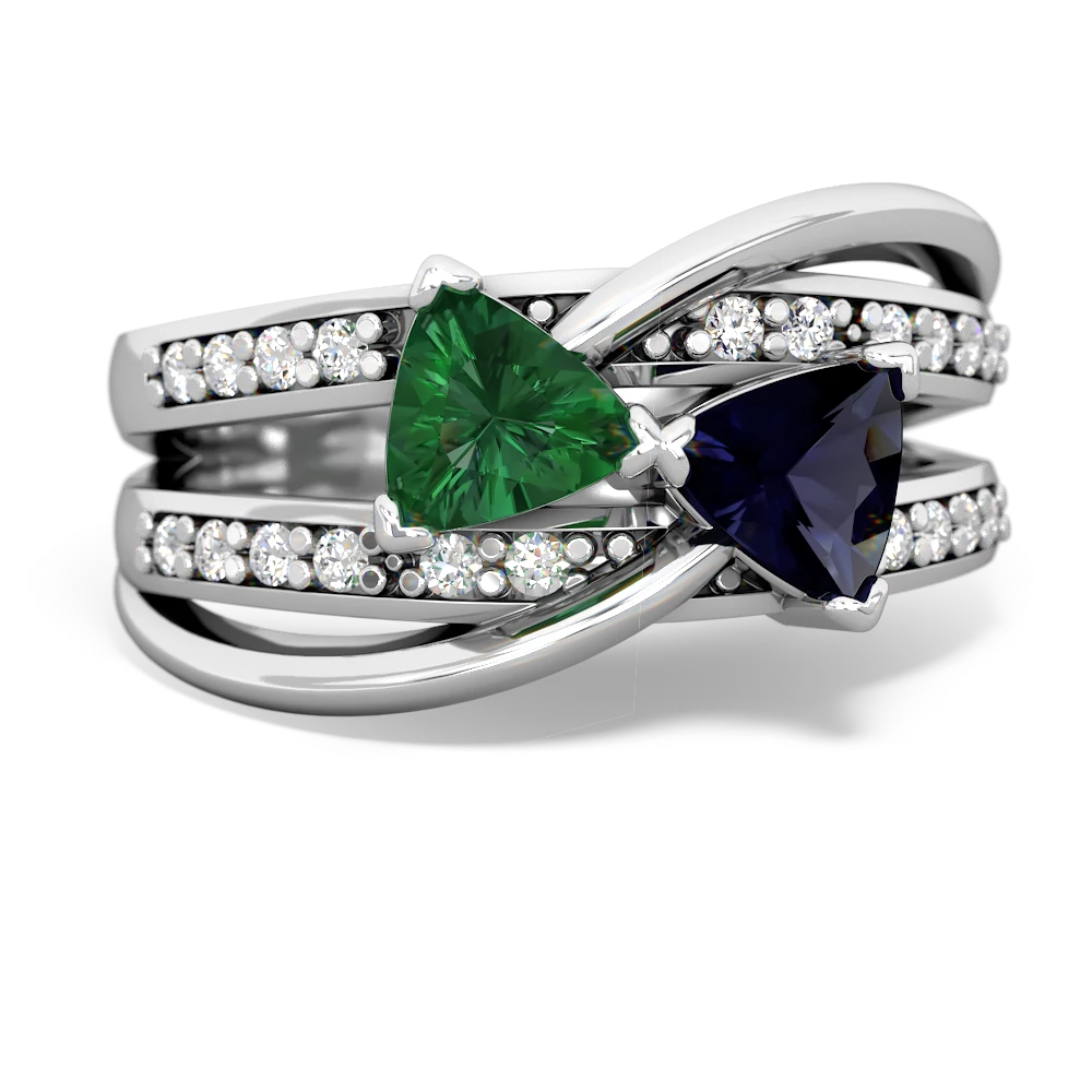 Lab Emerald Bowtie 14K White Gold ring R2360