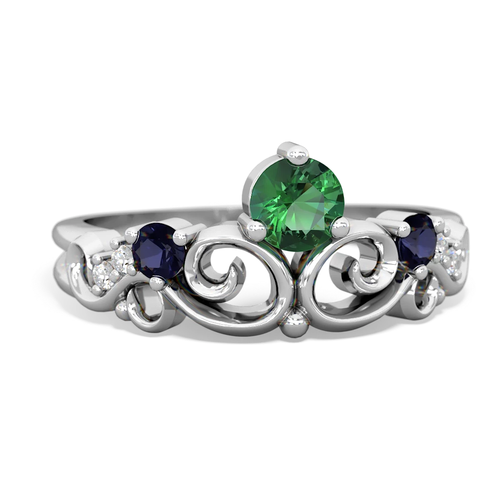 Lab Emerald Crown Keepsake 14K White Gold ring R5740