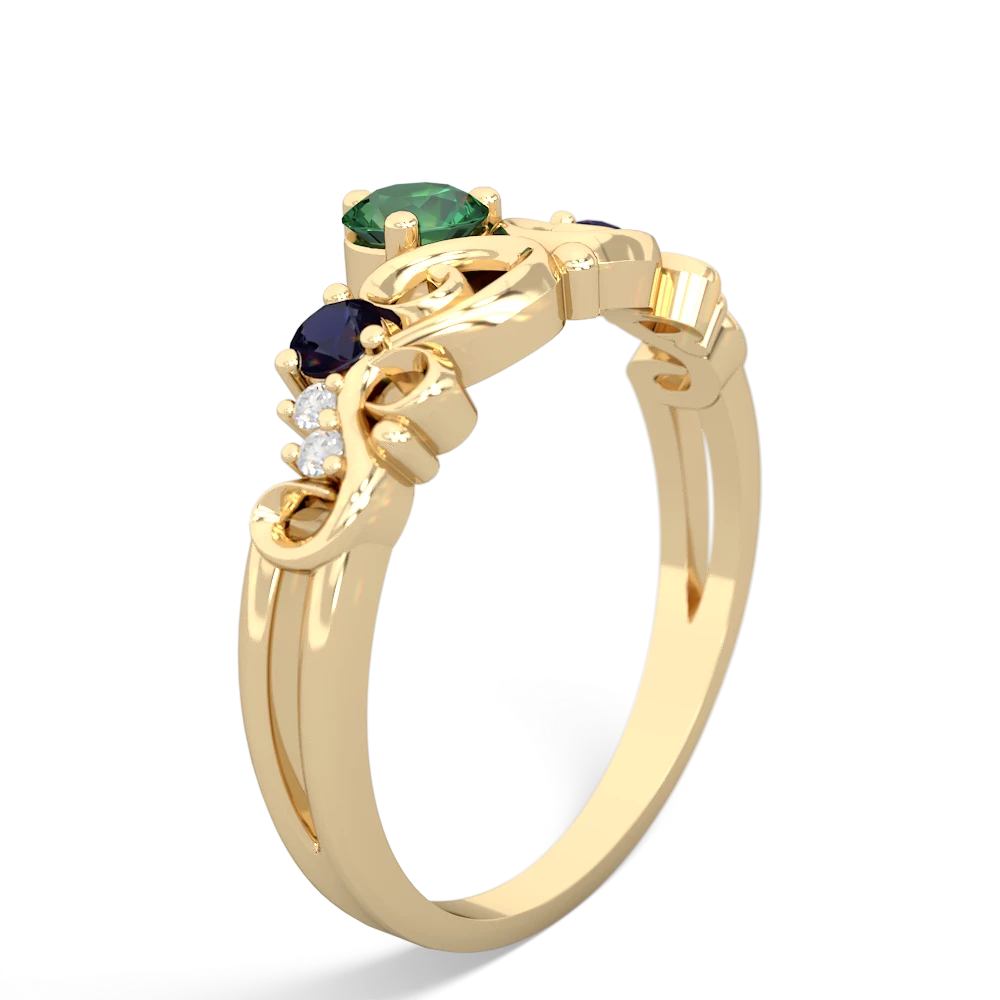 Lab Emerald Crown Keepsake 14K Yellow Gold ring R5740