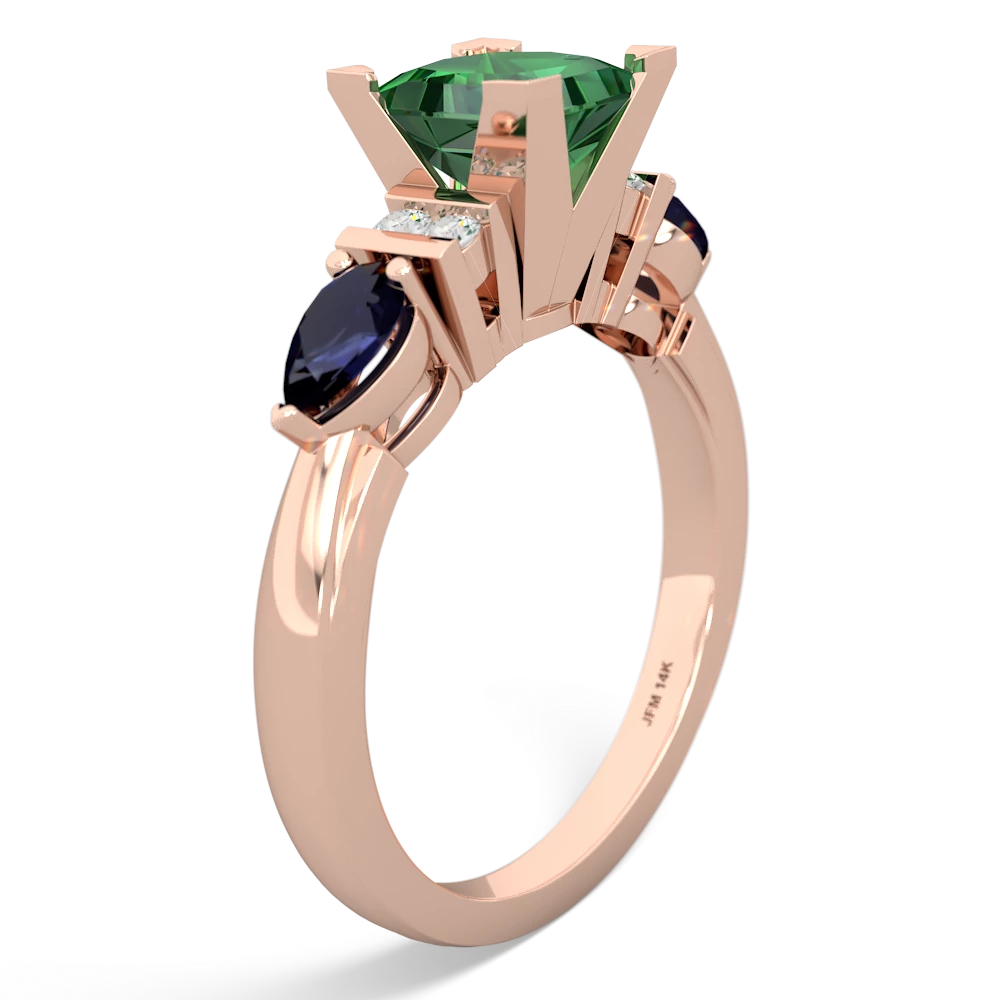 Lab Emerald 6Mm Princess Eternal Embrace Engagement 14K Rose Gold ring C2002