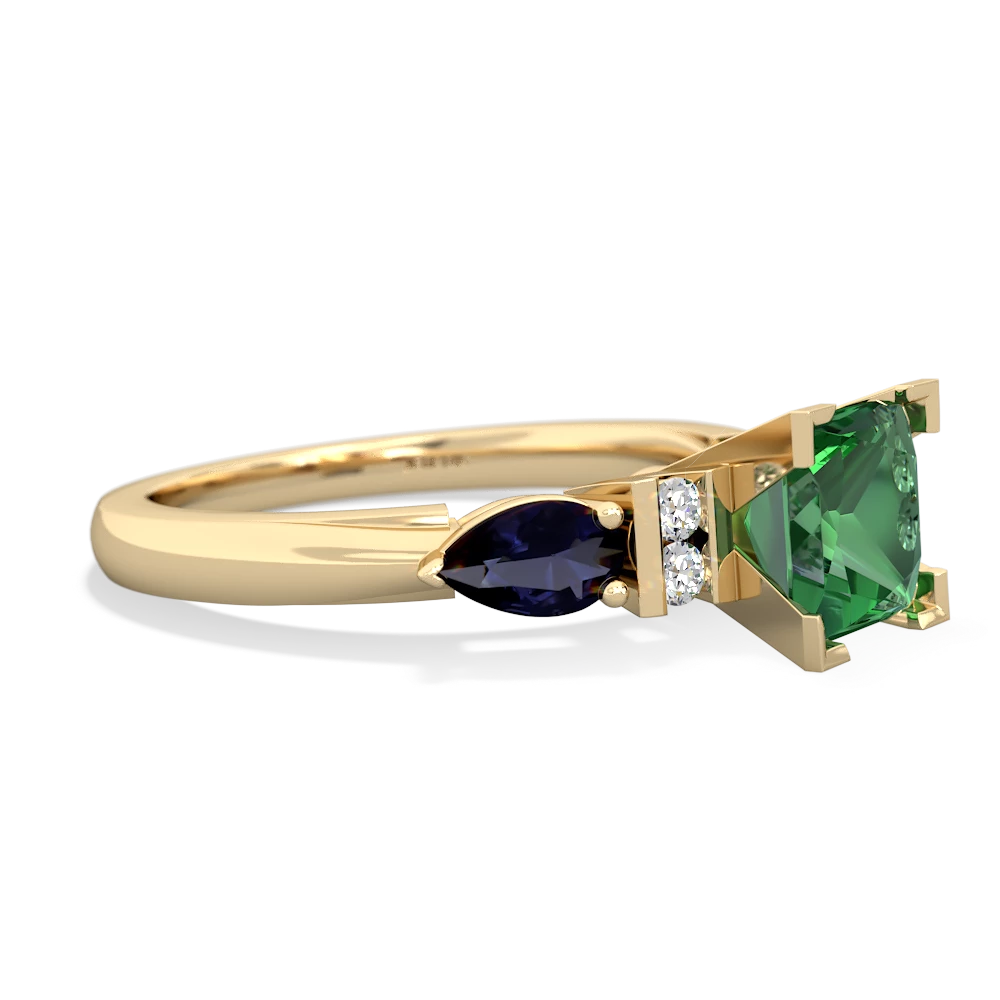 Lab Emerald 6Mm Princess Eternal Embrace Engagement 14K Yellow Gold ring C2002