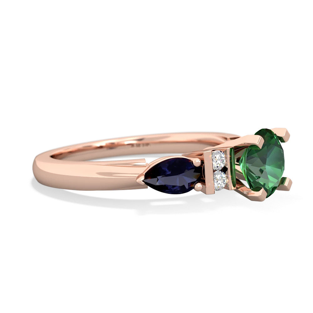 Lab Emerald 6Mm Round Eternal Embrace Engagement 14K Rose Gold ring R2005