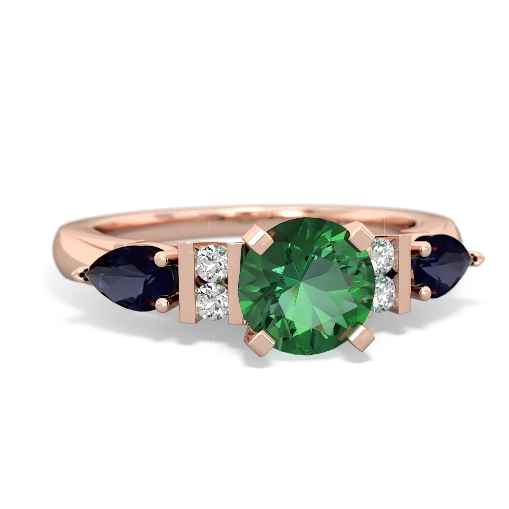 Lab Emerald 6Mm Round Eternal Embrace Engagement 14K Rose Gold ring R2005