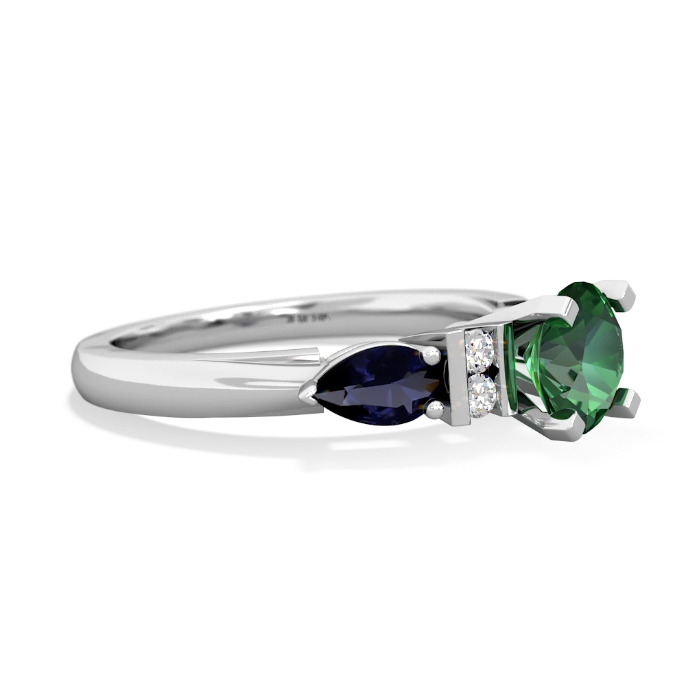 Lab Emerald 6Mm Round Eternal Embrace Engagement 14K White Gold ring R2005