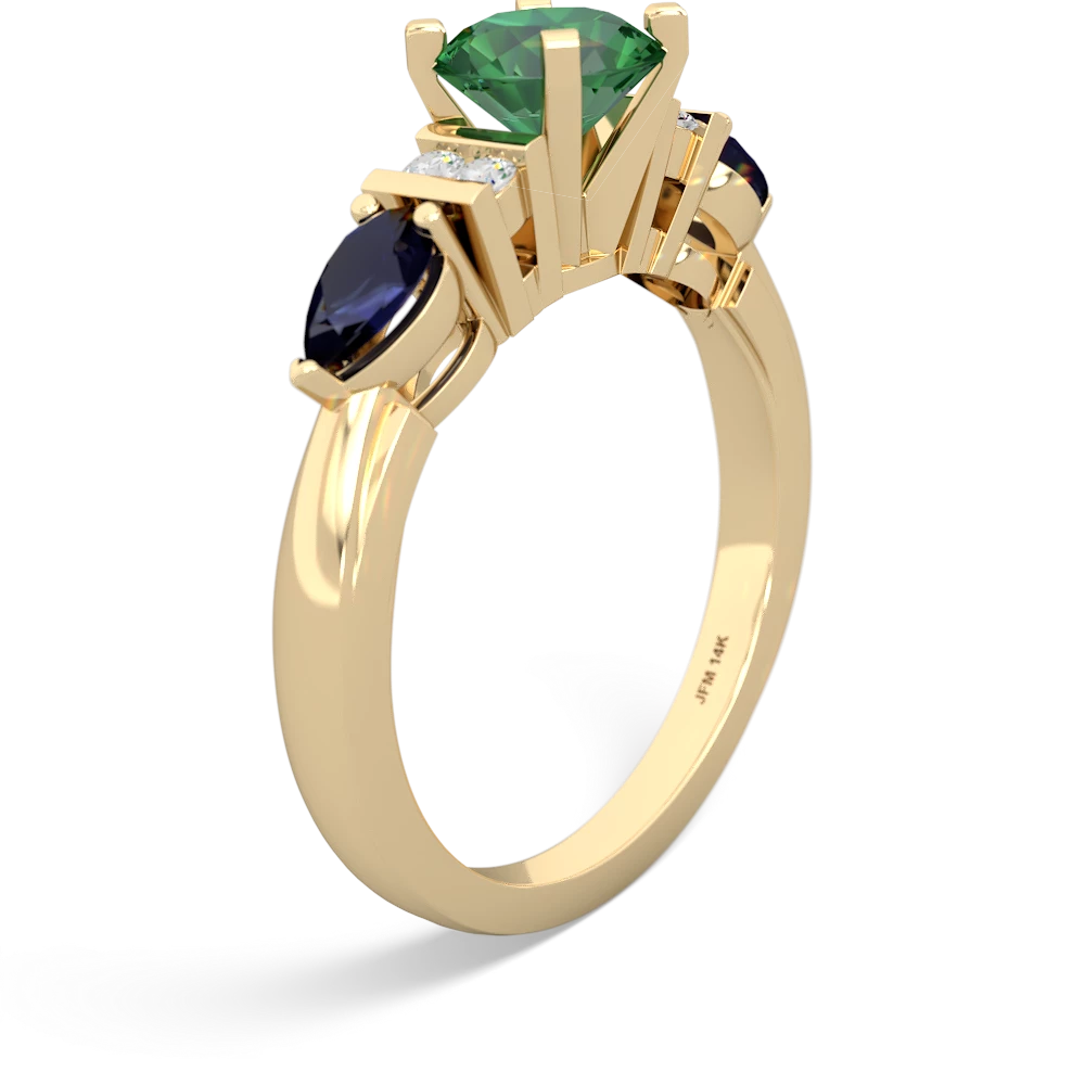 Lab Emerald 6Mm Round Eternal Embrace Engagement 14K Yellow Gold ring R2005