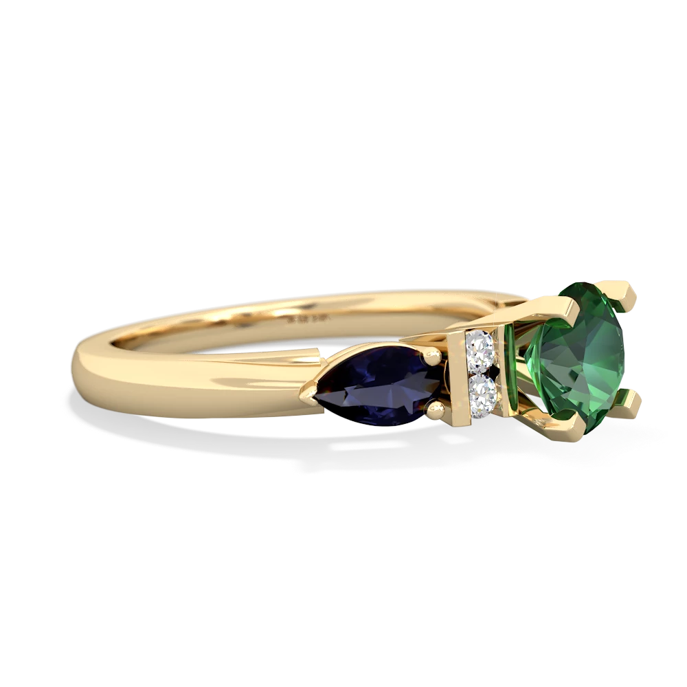 Lab Emerald 6Mm Round Eternal Embrace Engagement 14K Yellow Gold ring R2005